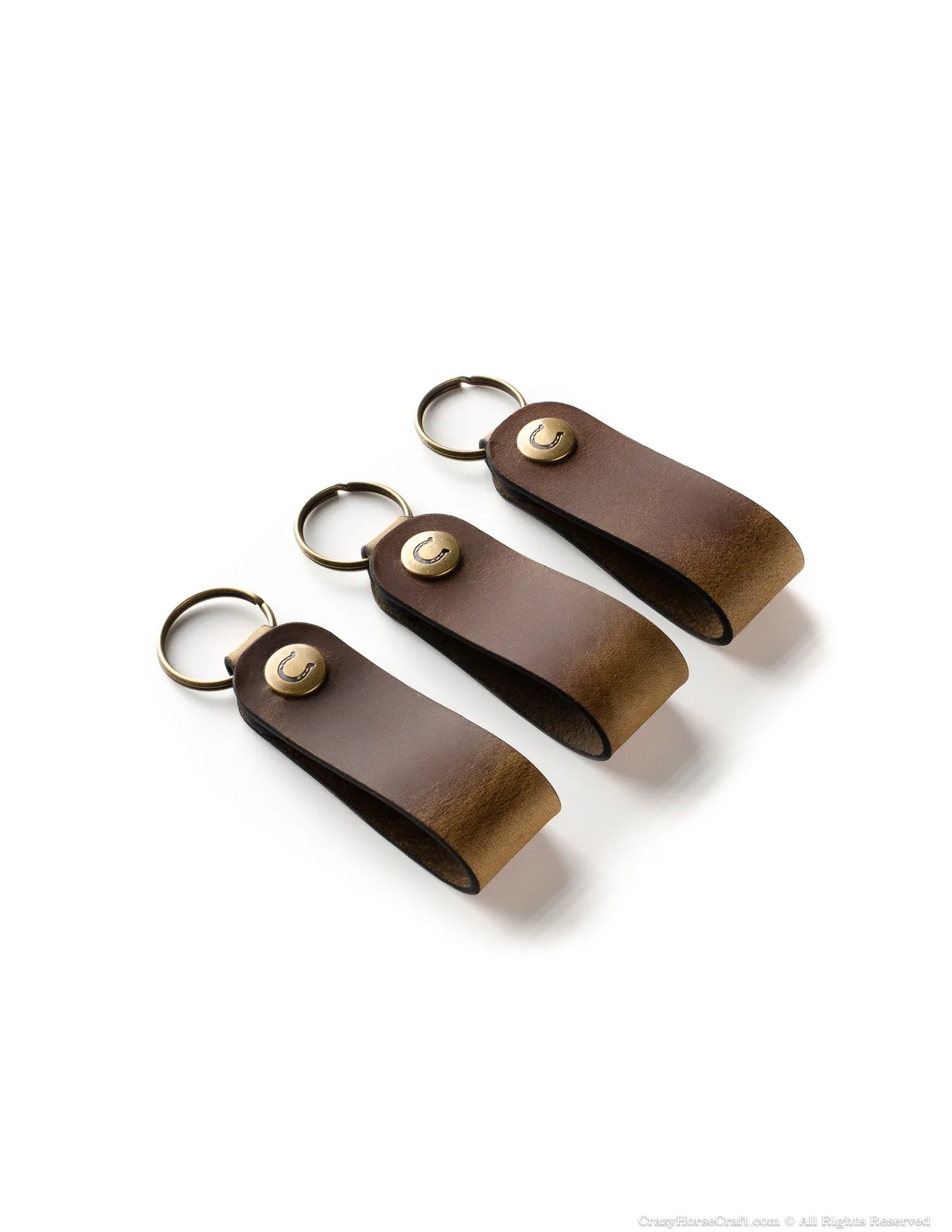 Set Of 3 Veg-Tanned Leather Key Fobs