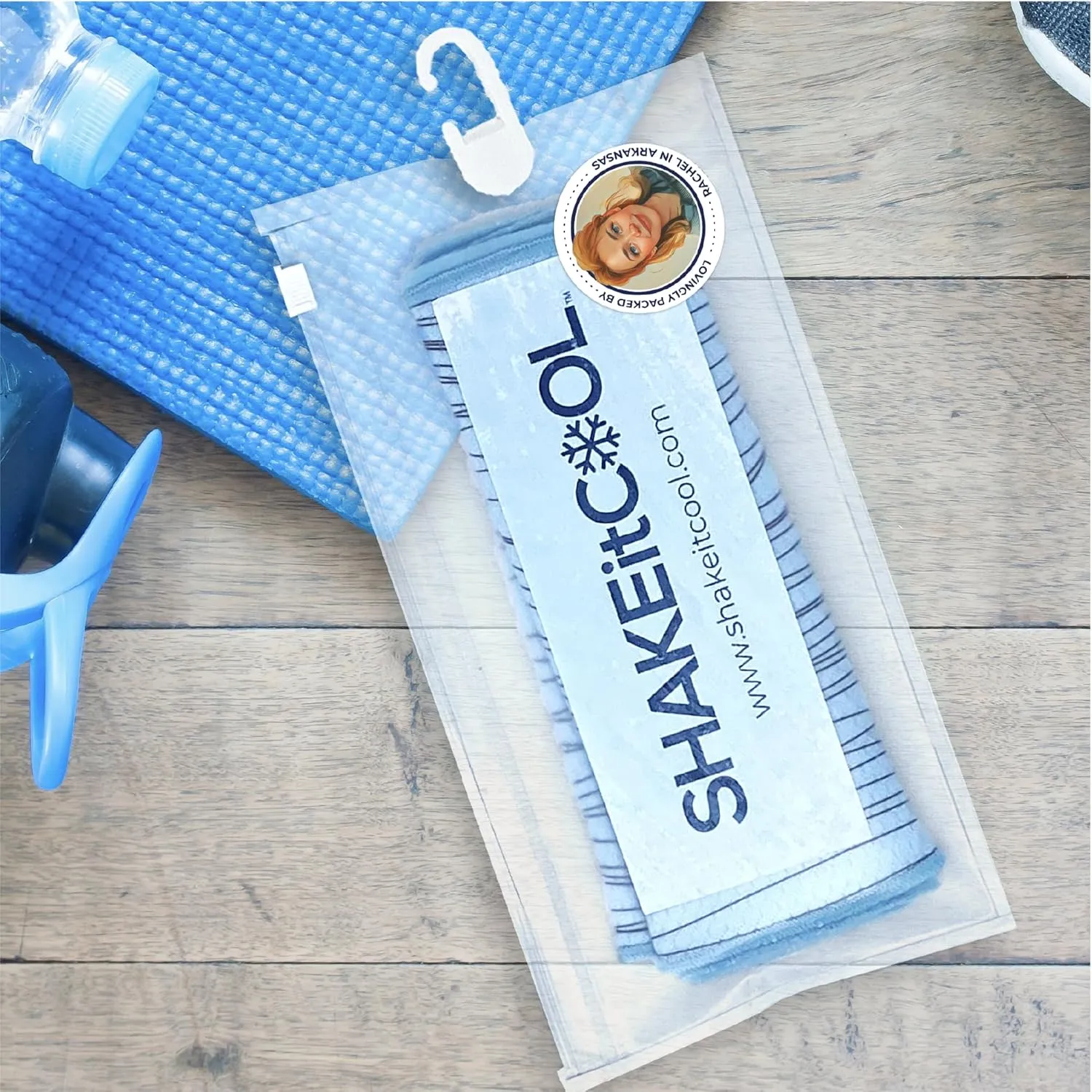 SHAKEitCOOL Original Cooling Towel – Be Cool in Style - Heat Relief, Soft, Lightweight, Sun Protection, Easy Clean - Perfect for Biking, Running, Yoga, Gym, Gardening - Safety Yellow