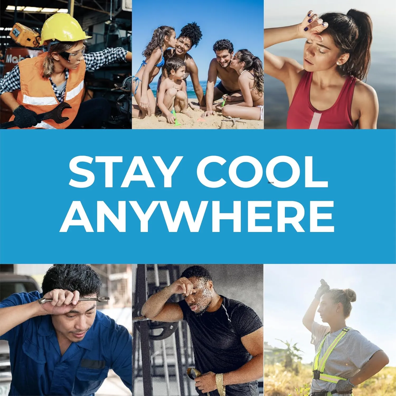 SHAKEitCOOL Original Cooling Towel – Be Cool in Style - Heat Relief, Soft, Lightweight, Sun Protection, Easy Clean - Perfect for Biking, Running, Yoga, Gym, Gardening - Safety Yellow