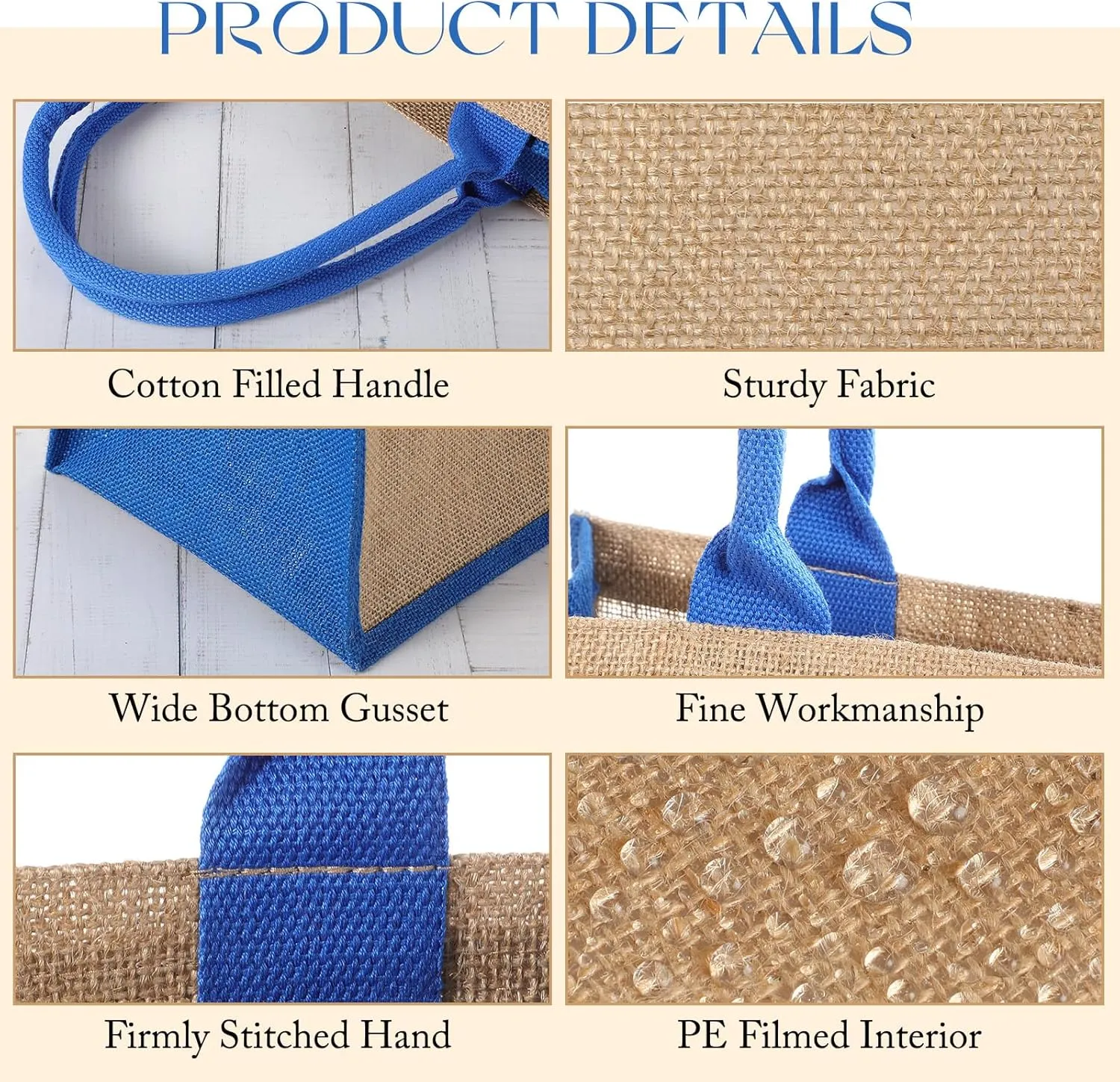 Shappy 10 Pack Burlap Tote Bag Set, Reusable Blank Jute Burlap Grocery Bag with Handle for Bridesmaid Gift Shopping DIY