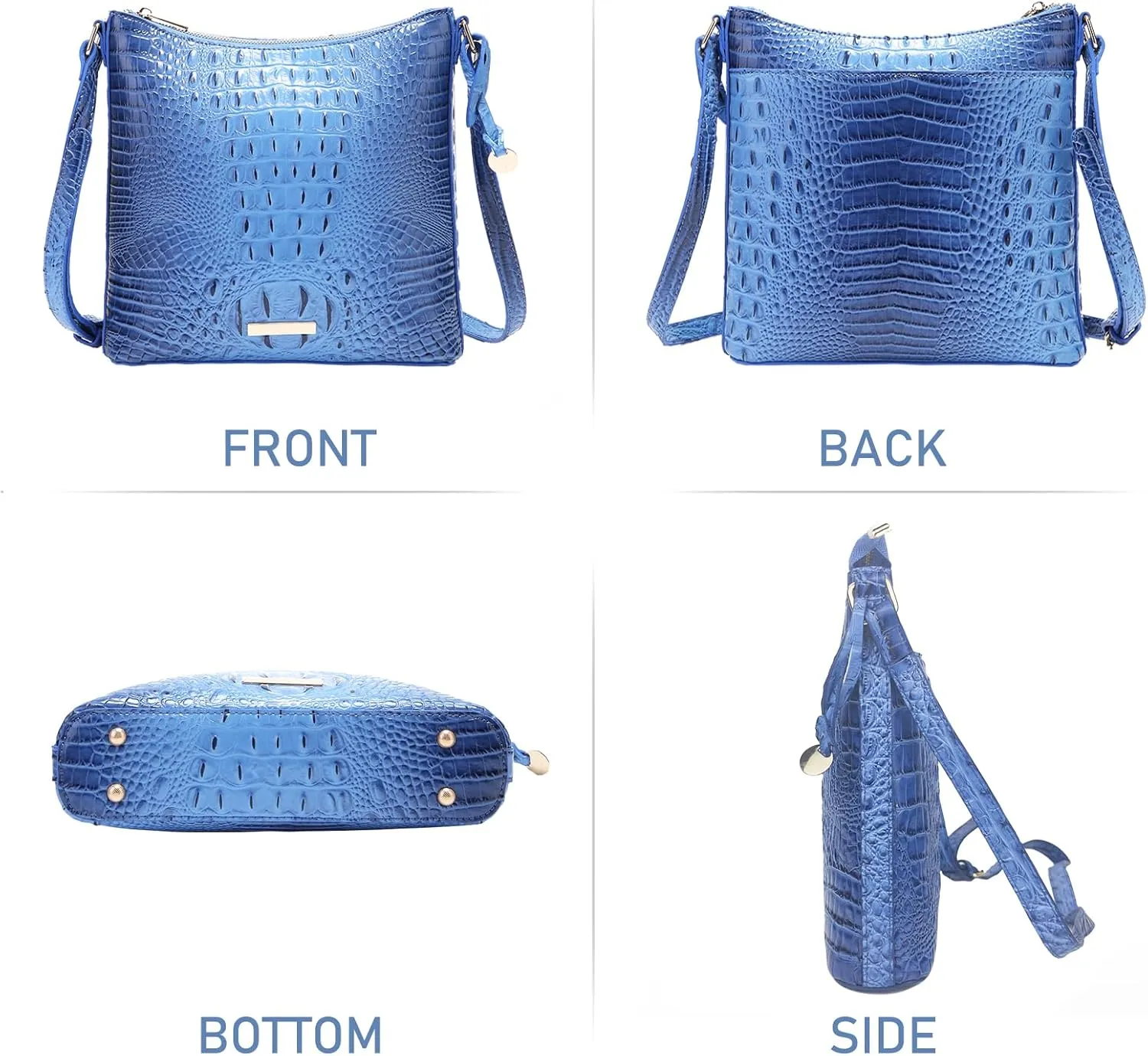 Shoulder Crocodile Flat Handbags for Women trendy Ladies Shoulder Bag Embossed Pattern Leather Crossbody Purse