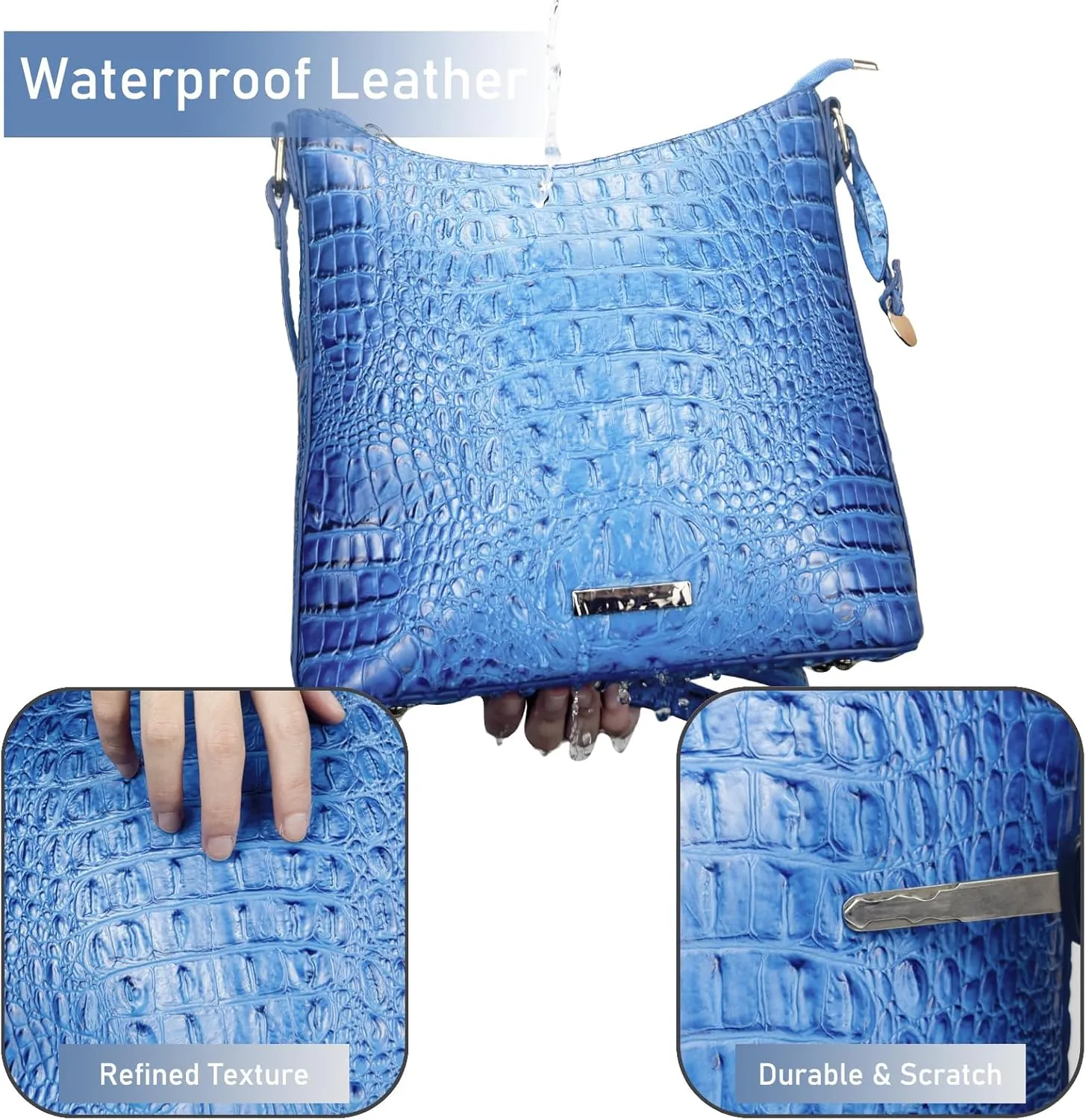 Shoulder Crocodile Flat Handbags for Women trendy Ladies Shoulder Bag Embossed Pattern Leather Crossbody Purse