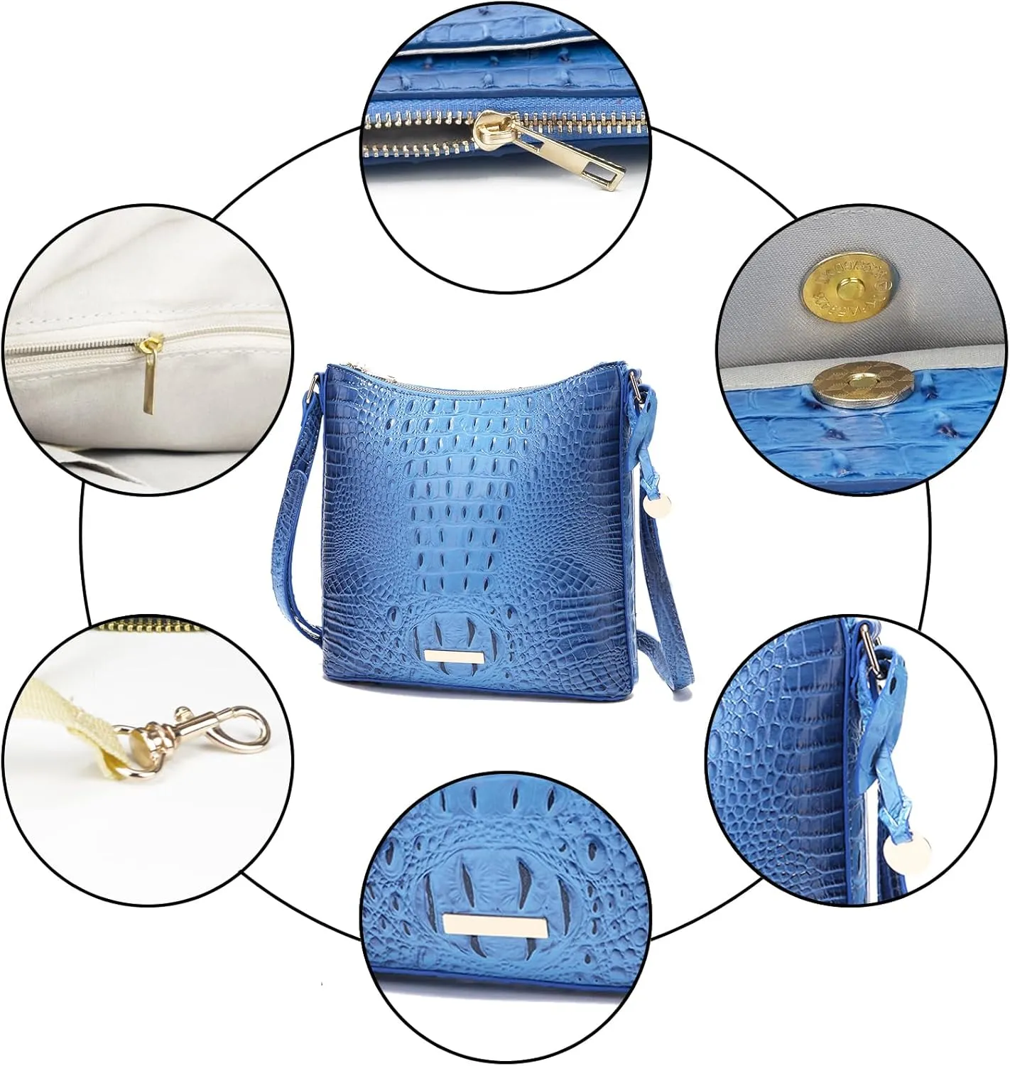 Shoulder Crocodile Flat Handbags for Women trendy Ladies Shoulder Bag Embossed Pattern Leather Crossbody Purse
