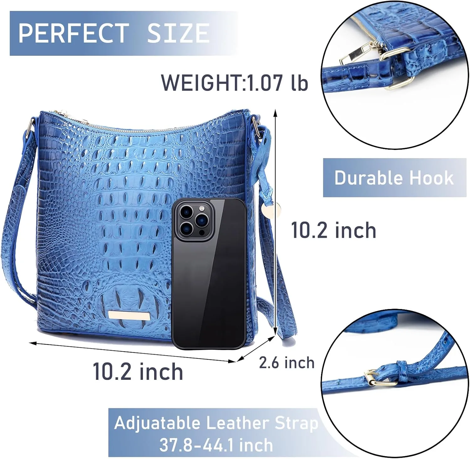 Shoulder Crocodile Flat Handbags for Women trendy Ladies Shoulder Bag Embossed Pattern Leather Crossbody Purse