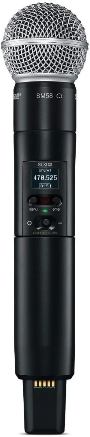Shure SLXD2/SM58 Handheld Transmitter with SM58 Vocal Mic Capsule - for use with SLX-D Digital Wireless Microphone Systems, Receiver Sold Separately | G58 Band (SLXD2/SM58=-G58)