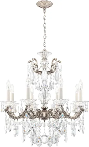 Signature 5073-48, La Scala 8 Light 25in x 28.5in Chandelier in Antique Silver with Clear Heritage Handcut Crystals