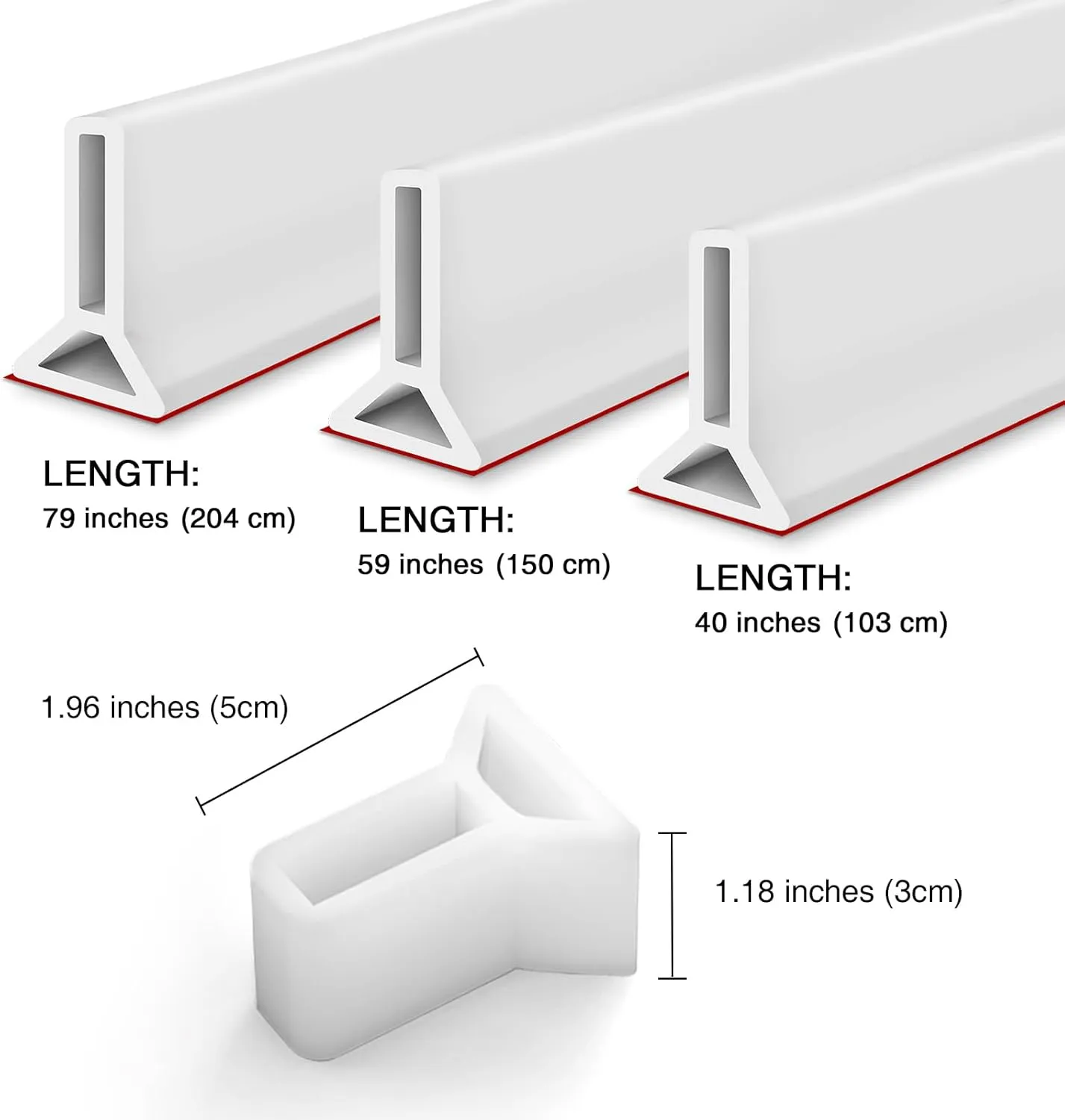 Silicone Wet Room Bathroom Floor Seal Screen Door Seal Strip Shower Dam Prevents Overflow of Water | Waterproof Self-Adhesive and Bendable Waterproof Strip for Wet and Dry Separation (White-40inch)