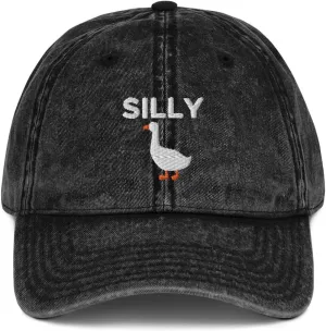 Silly Goose Hat (Embroidered Vintage Cotton Twill Cap) Funny Cartoon Goose Hats