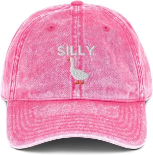 Silly Goose Hat (Embroidered Vintage Cotton Twill Cap) Funny Cartoon Goose Hats