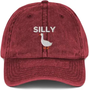 Silly Goose Hat (Embroidered Vintage Cotton Twill Cap) Funny Cartoon Goose Hats