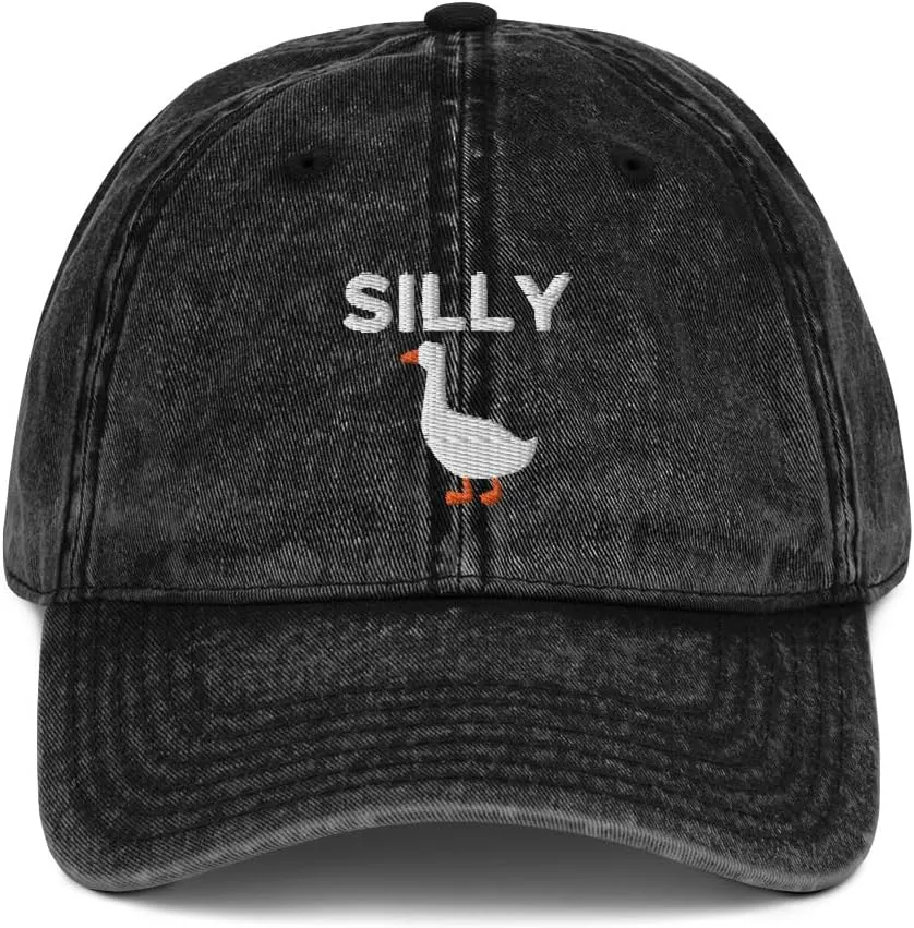 Silly Goose Hat (Embroidered Vintage Cotton Twill Cap) Funny Cartoon Goose Hats