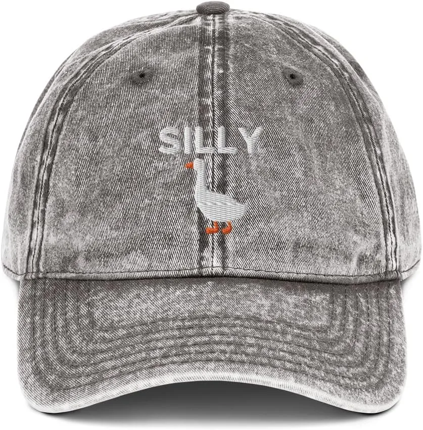 Silly Goose Hat (Embroidered Vintage Cotton Twill Cap) Funny Cartoon Goose Hats