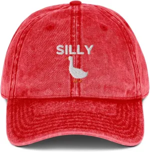 Silly Goose Hat (Embroidered Vintage Cotton Twill Cap) Funny Cartoon Goose Hats