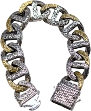 Silver and Bronze Link Chain Bracelet BKJ438-131-300