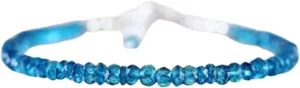 Silver Plated Bracelet with Blue Faceted London Blue Topaz Beads – Rondelle 3-3.5mm – 7 inch Adjustable – For Men & Women|FIZA_LINK_04528