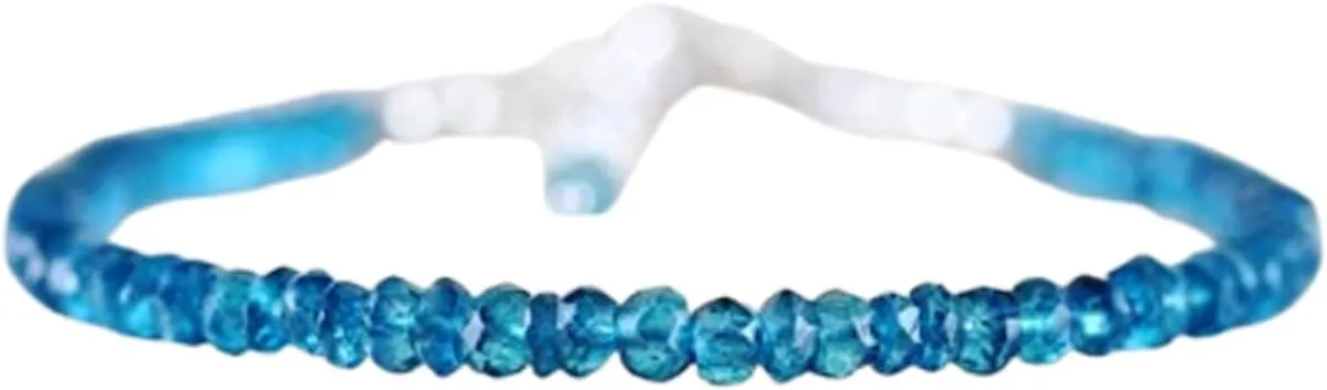 Silver Plated Bracelet with Blue Faceted London Blue Topaz Beads – Rondelle 3-3.5mm – 7 inch Adjustable – For Men & Women|FIZA_LINK_04528