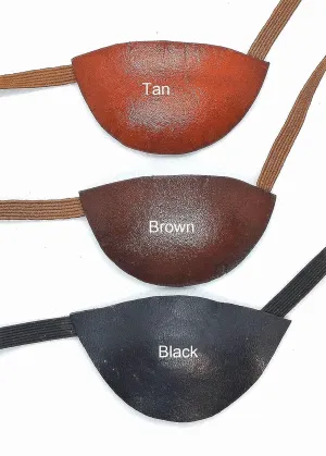 Slim Black Brown Tan Real Leather Eye Patch Eyepatch Elastic Straps. Suitable for Permanent Use and under glasses. Cosplay Pirate Captain. Medical Stage Halloween For the Right or Left Eye