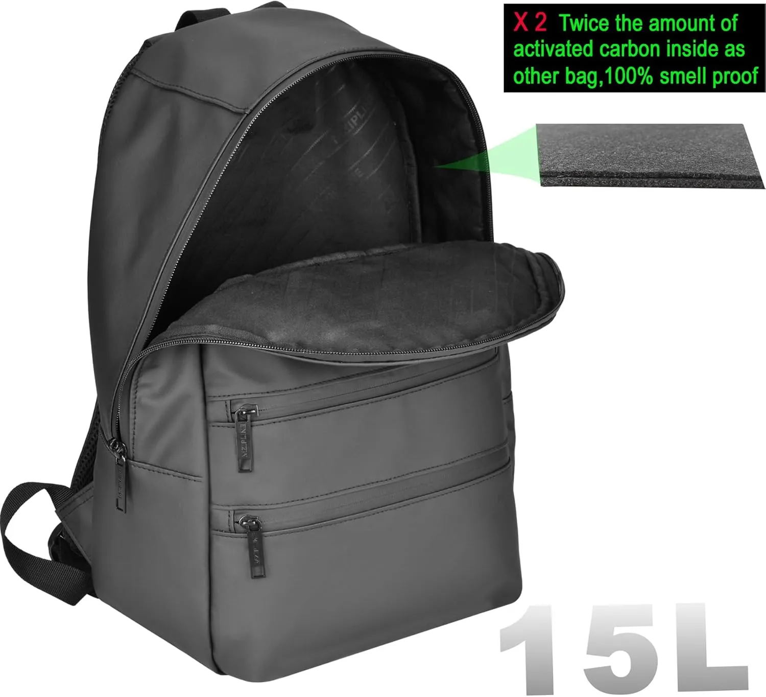 Small Backpack Bag-Water Resistant Daypack Travel bag with Activated Carbon Lined for Men & Women Travel (Black)