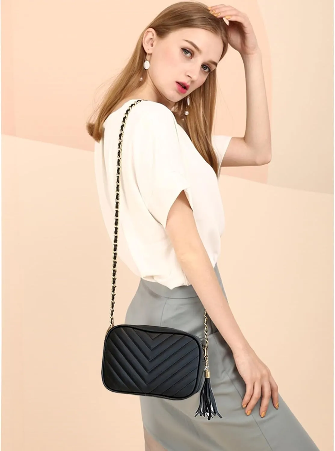 Small Crossbody Purses for Women Quilted Crossbody Shoulder Handbags Trendy Clutch Purse Camera Bag
