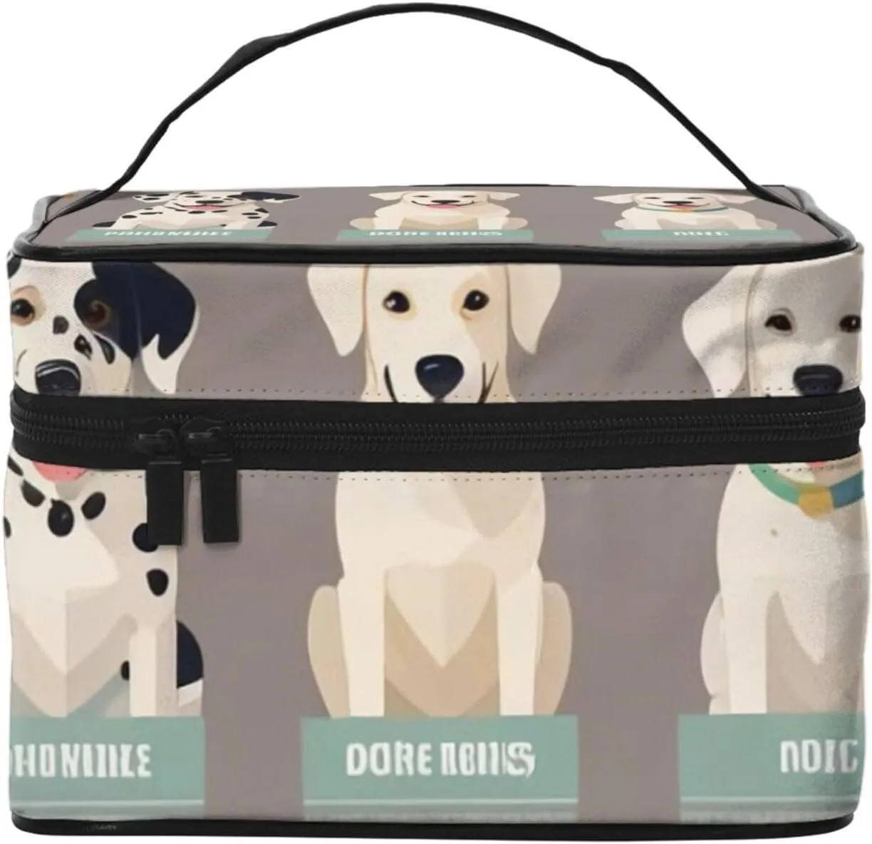 Small Dog Breeds Print Makeup Bag,Travel Cosmetic Bag with Zipper for Women Square Make Up Bags Organizer