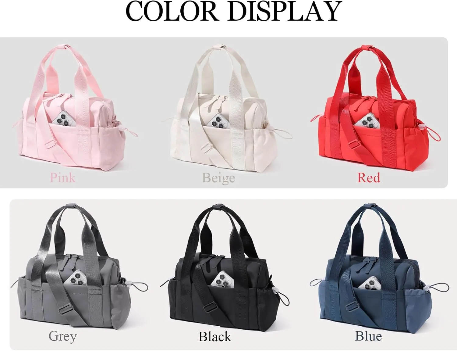 Small Gym Bag for Women, Mini Crossbody Gym Duffle Bag with Wet Compartment, Carry on Gym Tote Bag for Workout Dance Sport Travel (Beige)