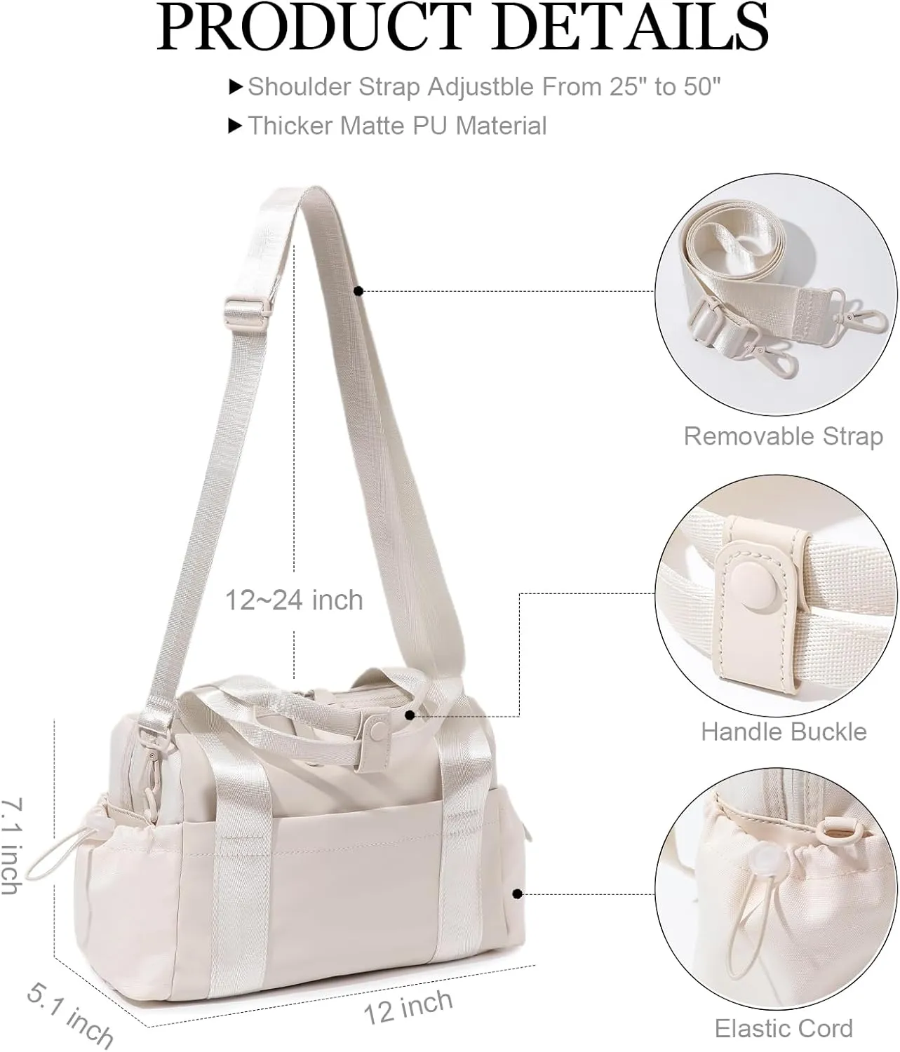 Small Gym Bag for Women, Mini Crossbody Gym Duffle Bag with Wet Compartment, Carry on Gym Tote Bag for Workout Dance Sport Travel (Beige)