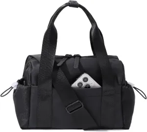 Small Gym Bag for Women, Mini Crossbody Gym Duffle Bag with Wet Compartment, Carry on Gym Tote Bag for Workout Dance Sport Travel (Black)