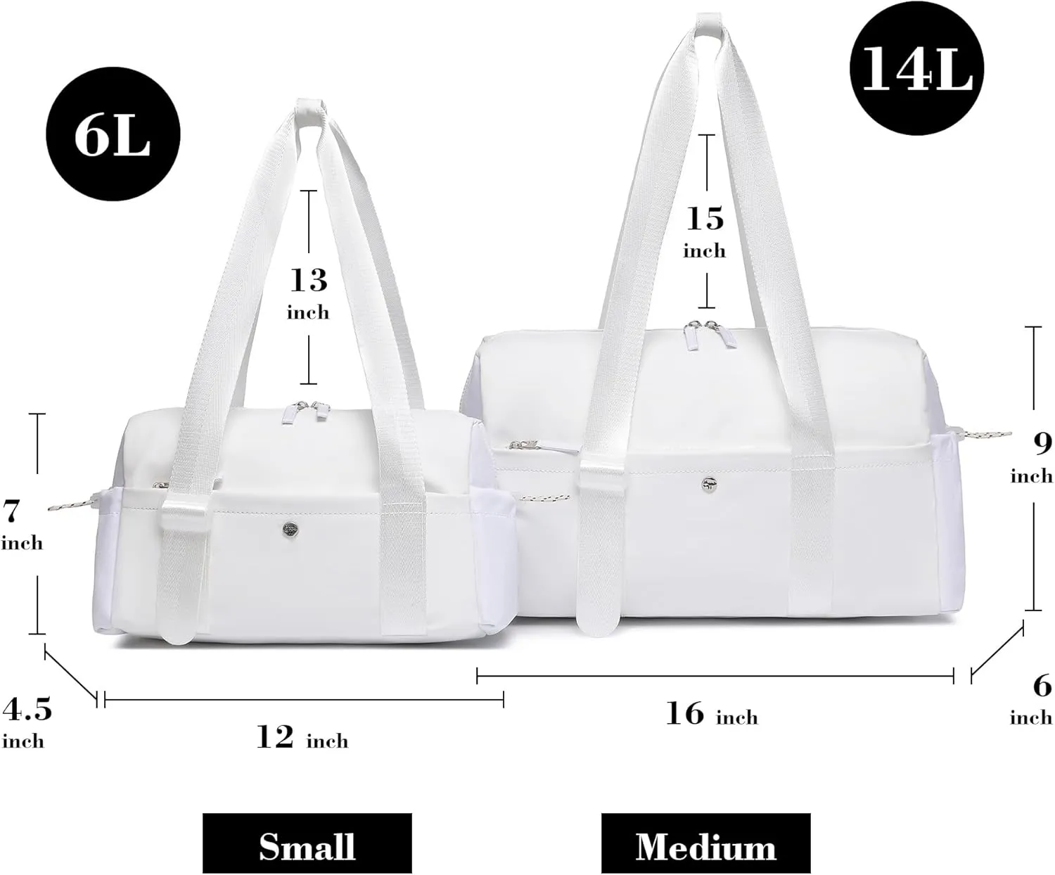 Small Gym Bag For Women Mini Gym Duffle Bag with Wet Compartment Waterproof Sports（Snow White Small）
