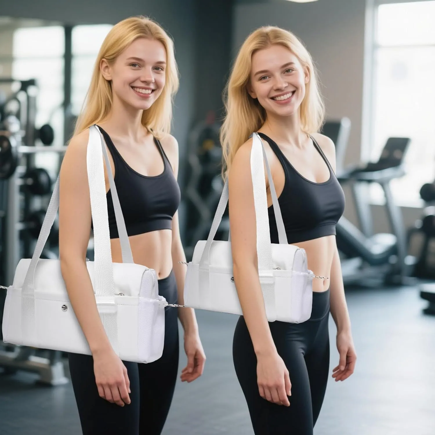 Small Gym Bag For Women Mini Gym Duffle Bag with Wet Compartment Waterproof Sports（Snow White Small）