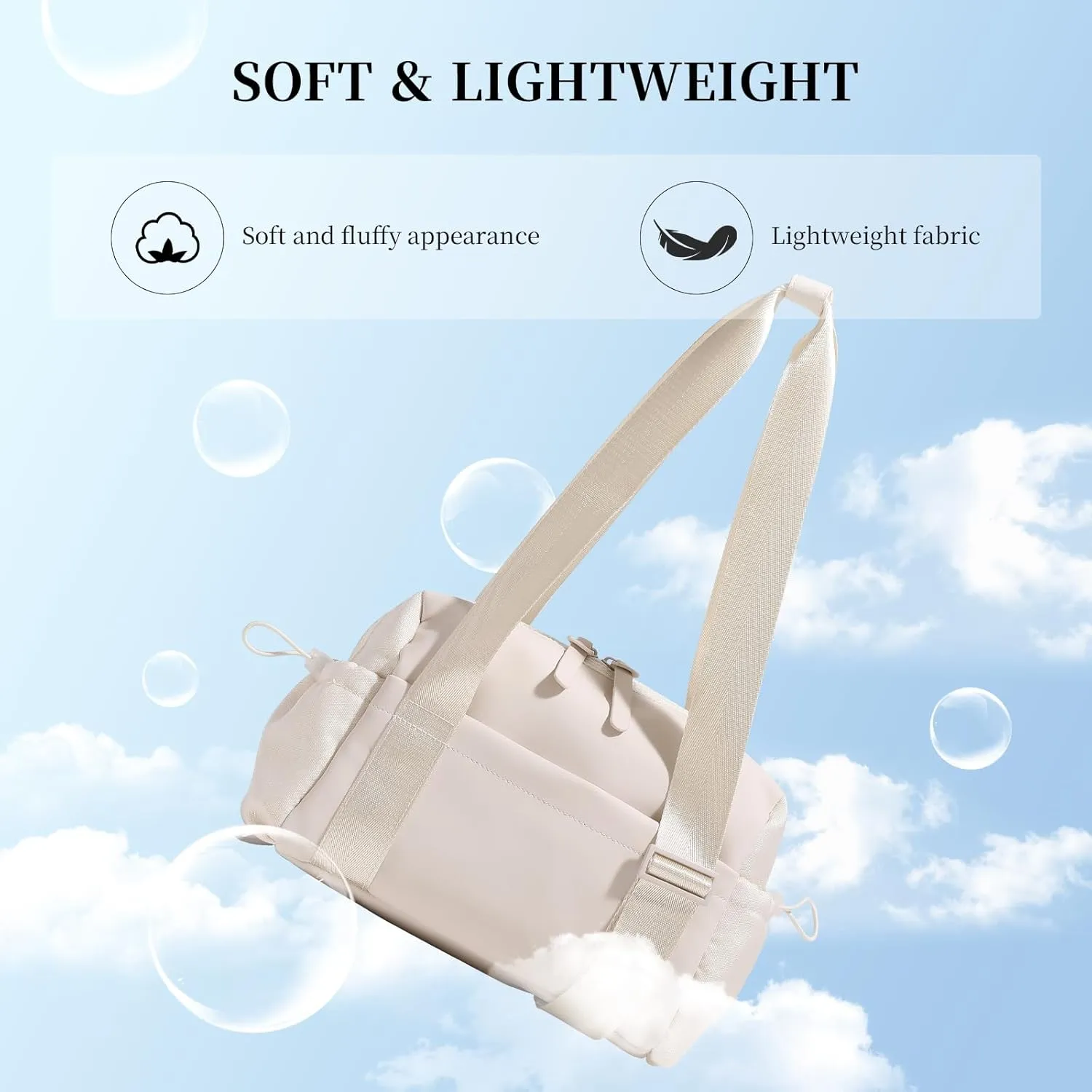 Small Gym Duffle Bag for Women, Mini Gym Bag with Wet Compartment, Beige, 11" x 5" x 7.8"