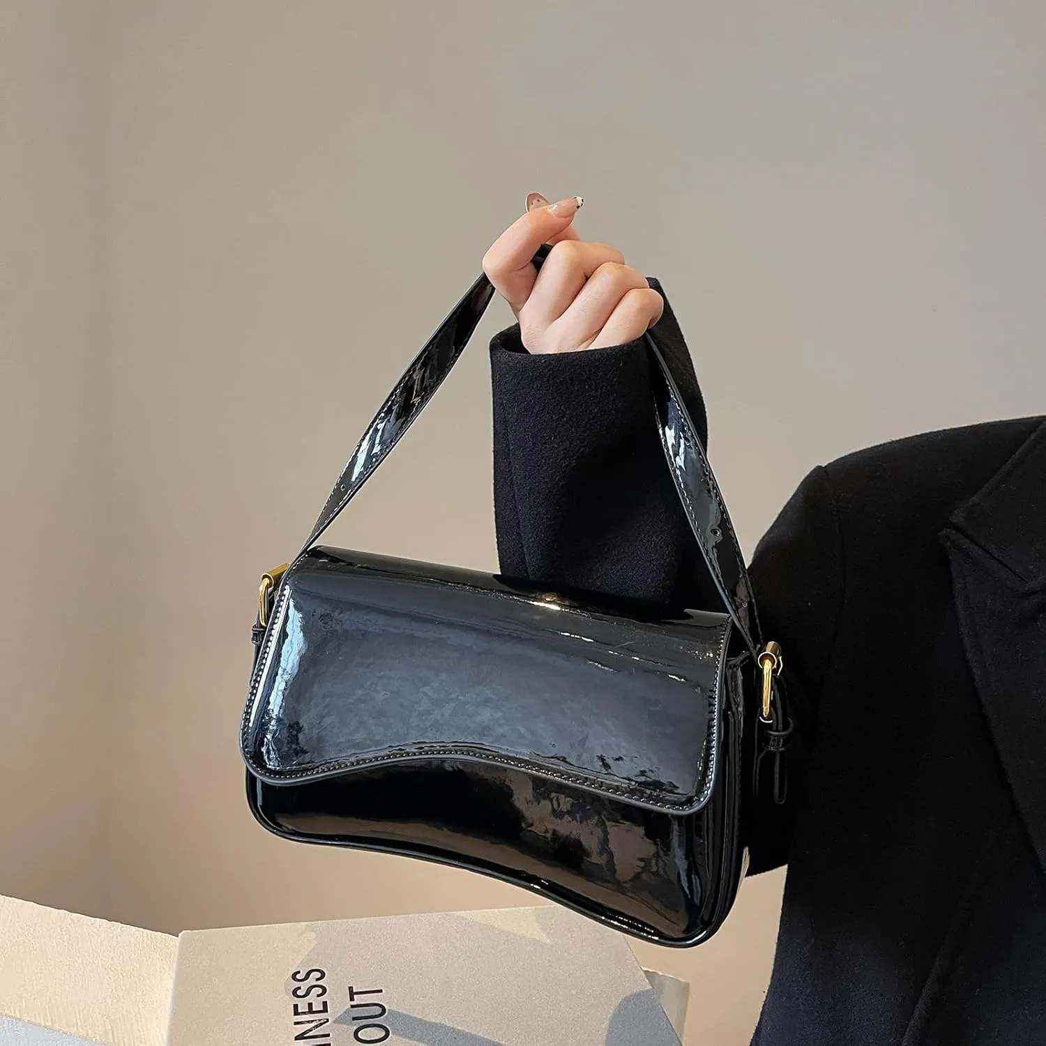 Small Shoulder Bag for Women Clutch Hobo Purse with Zipper Crossbody Purse Retro Vegan Leather Tote Handbag