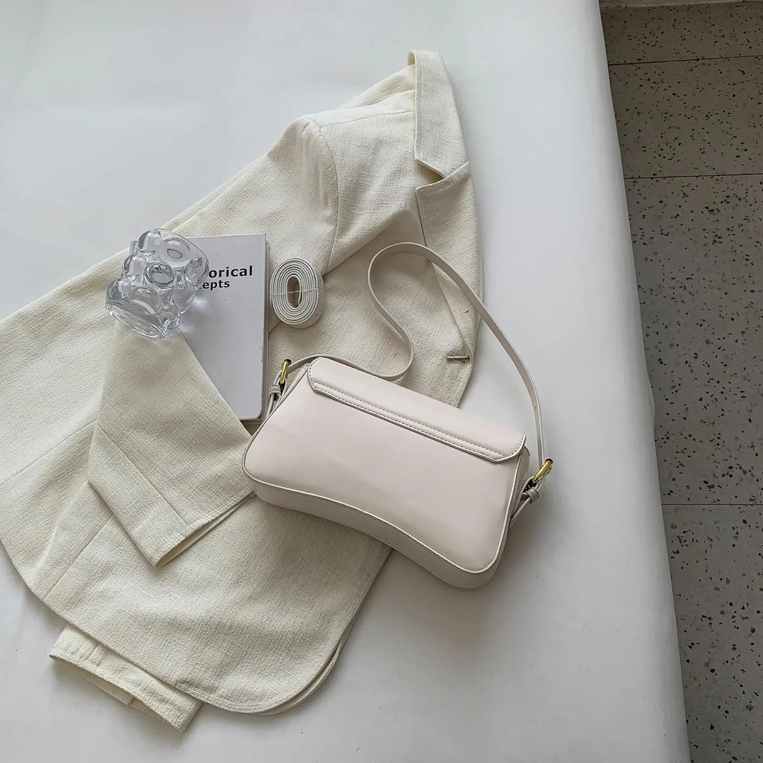 Small Shoulder Bag for Women Clutch Hobo Purse with Zipper Crossbody Purse Retro Vegan Leather Tote Handbag