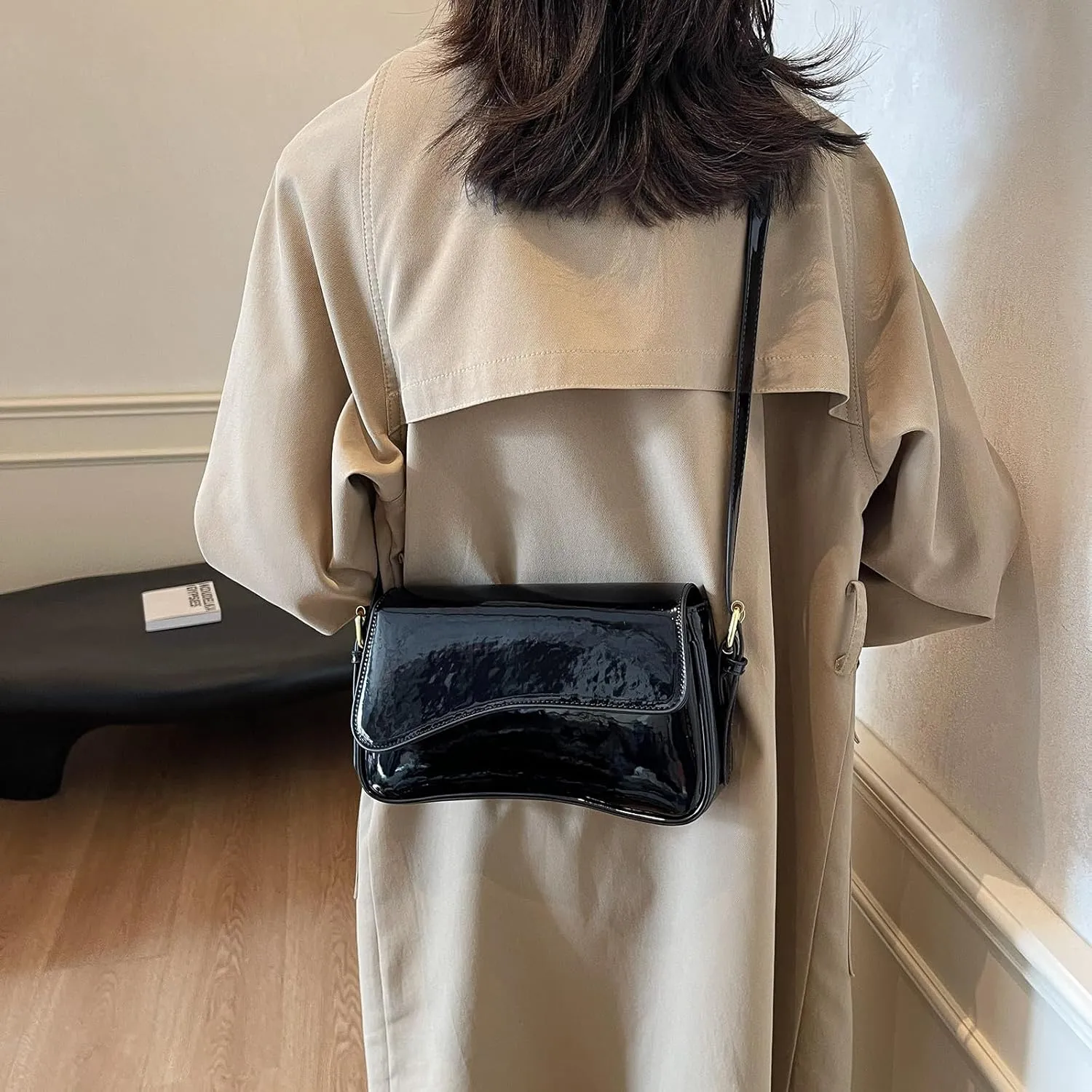 Small Shoulder Bag for Women Clutch Hobo Purse with Zipper Crossbody Purse Retro Vegan Leather Tote Handbag