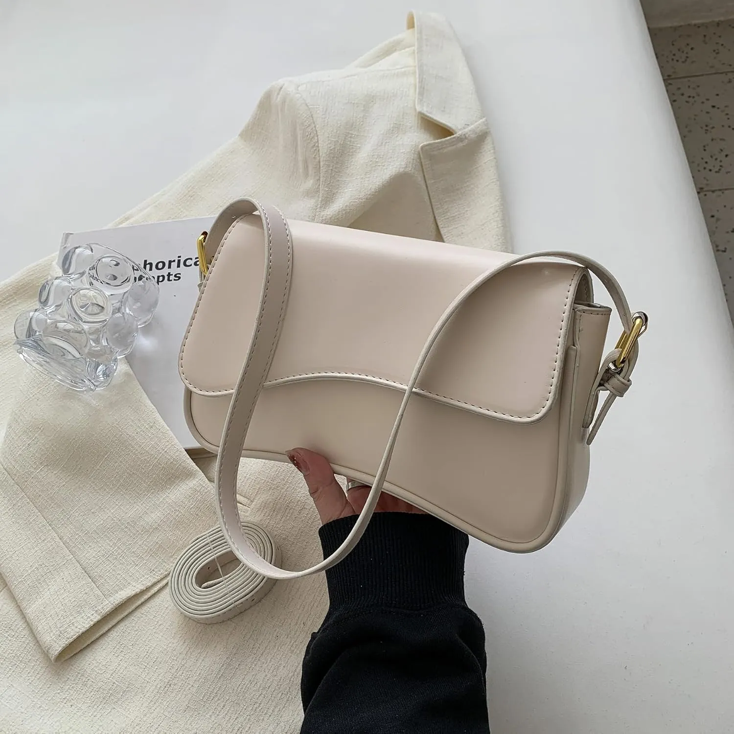 Small Shoulder Bag for Women Clutch Hobo Purse with Zipper Crossbody Purse Retro Vegan Leather Tote Handbag