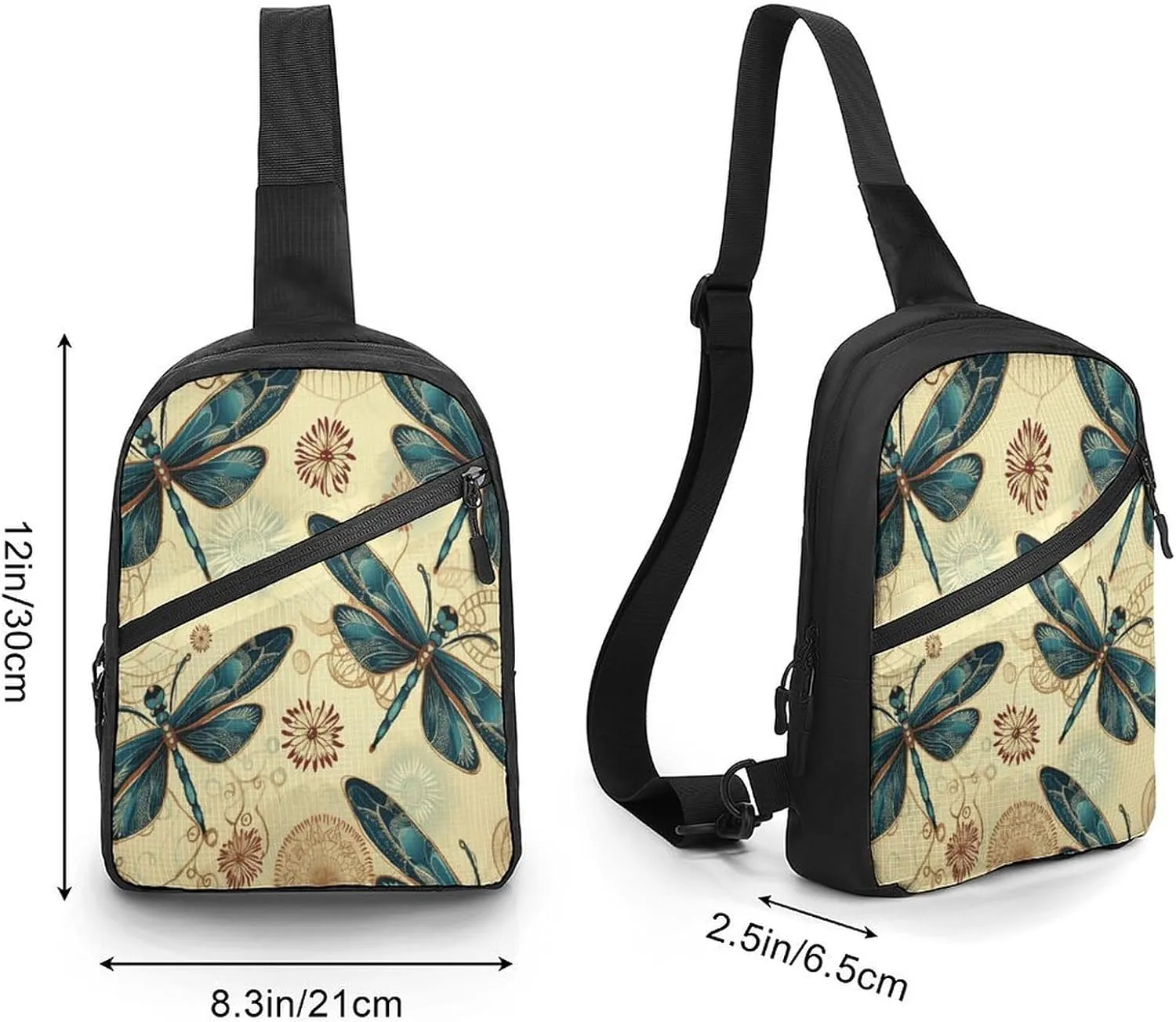 Small Sling Chest Bag Crossbody Bag for Men Women,Dragonfly Lightweight Gym Daypack for Travel Cycling Hiking