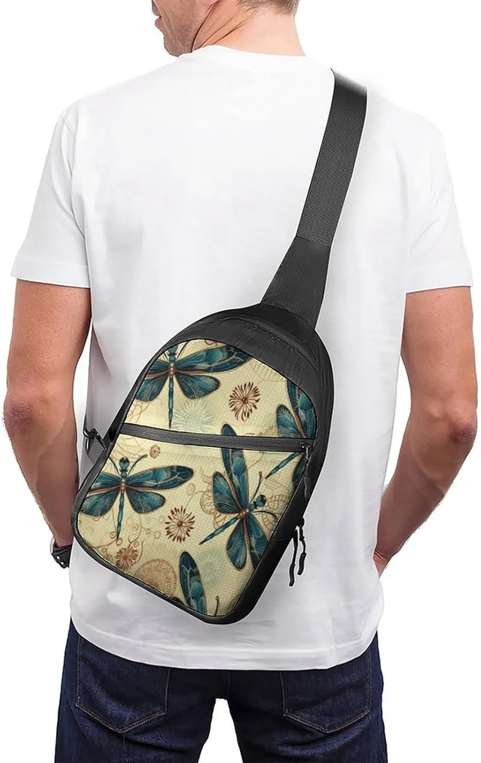 Small Sling Chest Bag Crossbody Bag for Men Women,Dragonfly Lightweight Gym Daypack for Travel Cycling Hiking