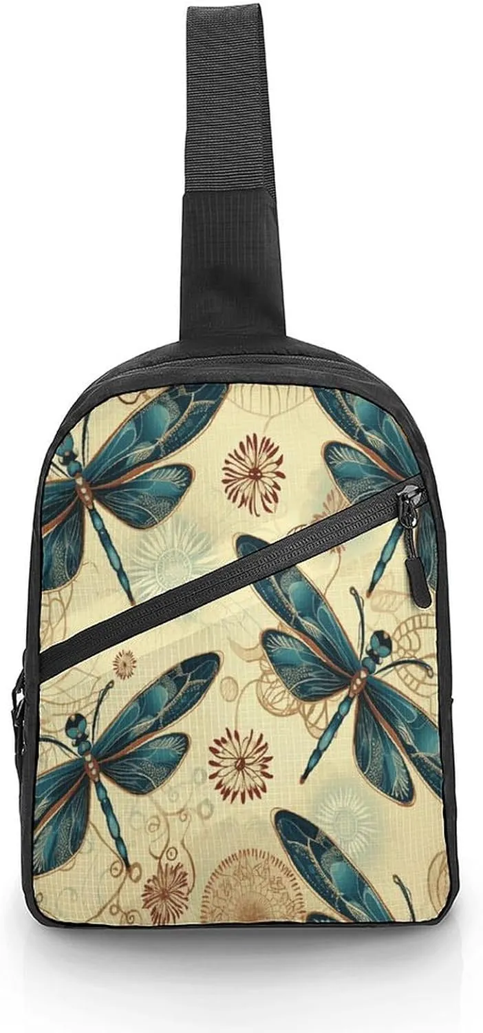 Small Sling Chest Bag Crossbody Bag for Men Women,Dragonfly Lightweight Gym Daypack for Travel Cycling Hiking