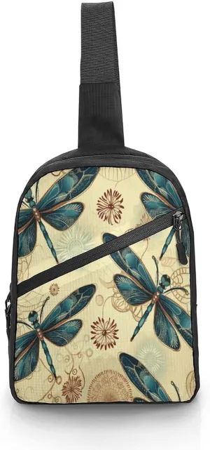 Small Sling Chest Bag Crossbody Bag for Men Women,Dragonfly Lightweight Gym Daypack for Travel Cycling Hiking
