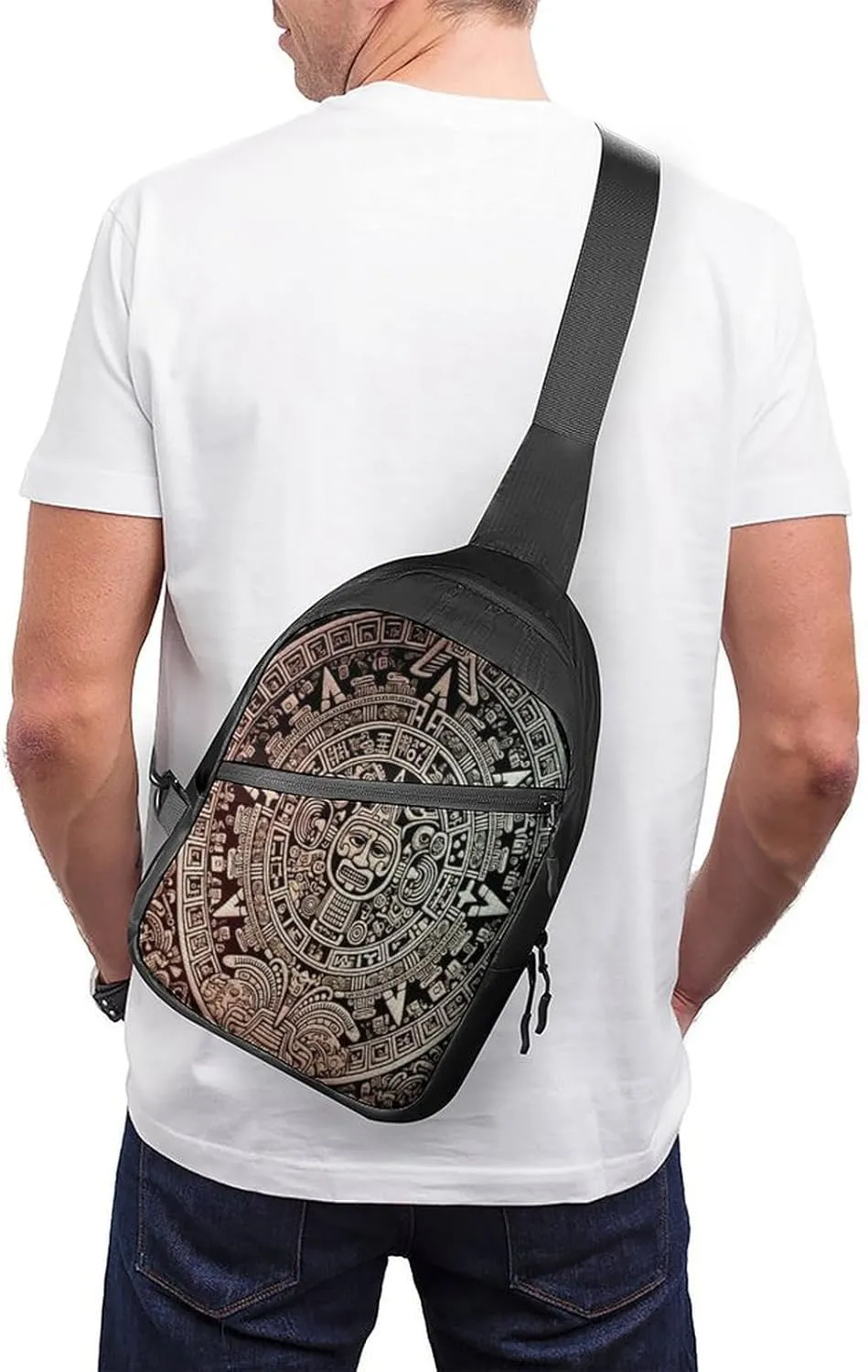 Small Sling Chest Bag Crossbody Bag for Men Women,Mayan Calendar End Of The World Lightweight Gym Daypack for Travel Cycling Hiking