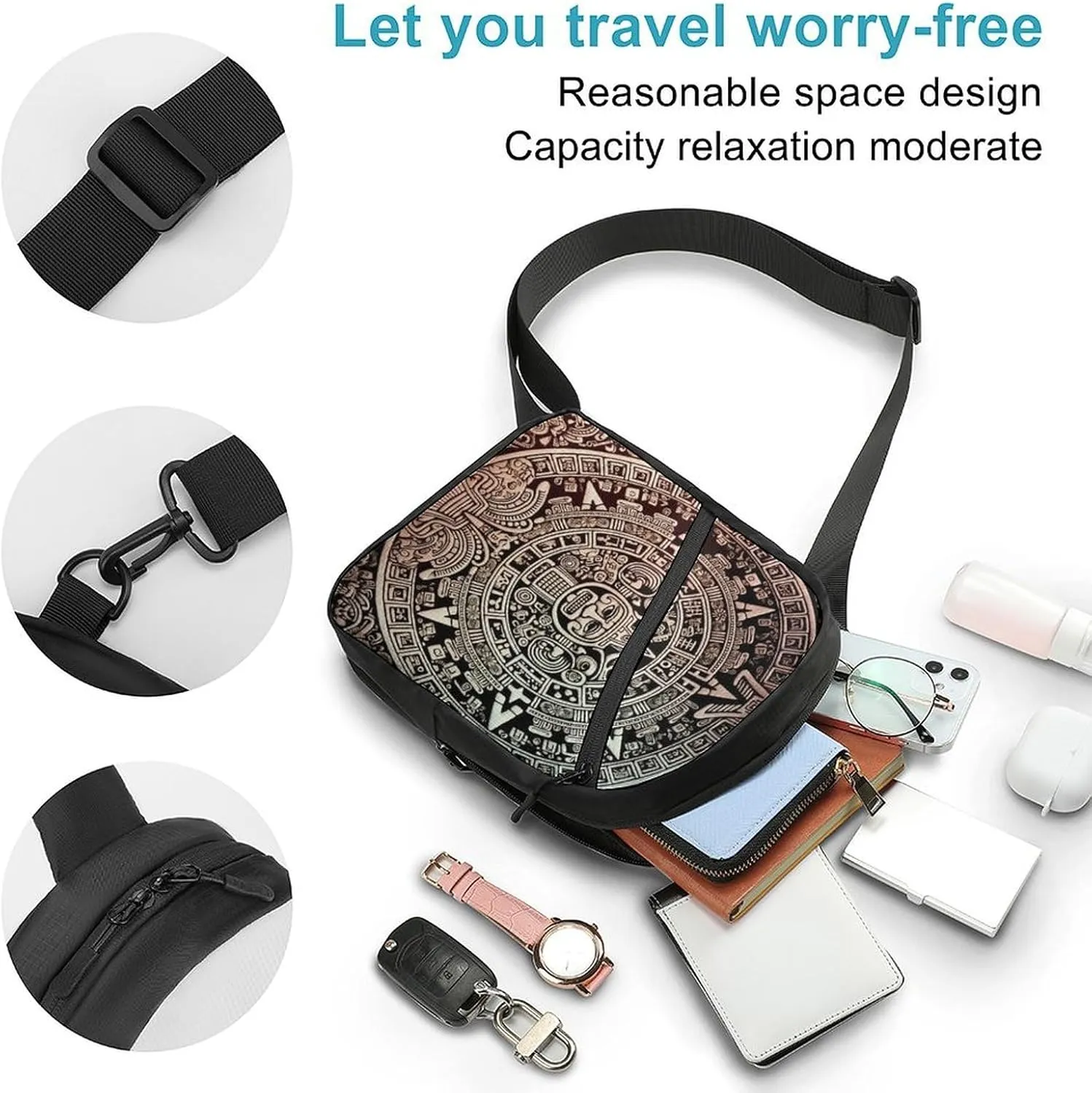 Small Sling Chest Bag Crossbody Bag for Men Women,Mayan Calendar End Of The World Lightweight Gym Daypack for Travel Cycling Hiking
