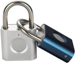 Smart Padlock Gym Lock: 2-Pack Black & Silver - Mini Fingerprint Padlock eLinkSmart Locker Lock with Colourful Metal Keyless 20 Fingerprints fits Luggage School Bag Toolbox Gym Locker