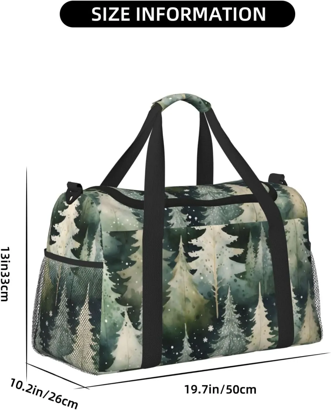 Snowflake Watercolor Forest Duffle Bag Foldable Travel Tote Bag Carry On Large Weekender Overnight Bags Waterproof Gym Bag For Women Men