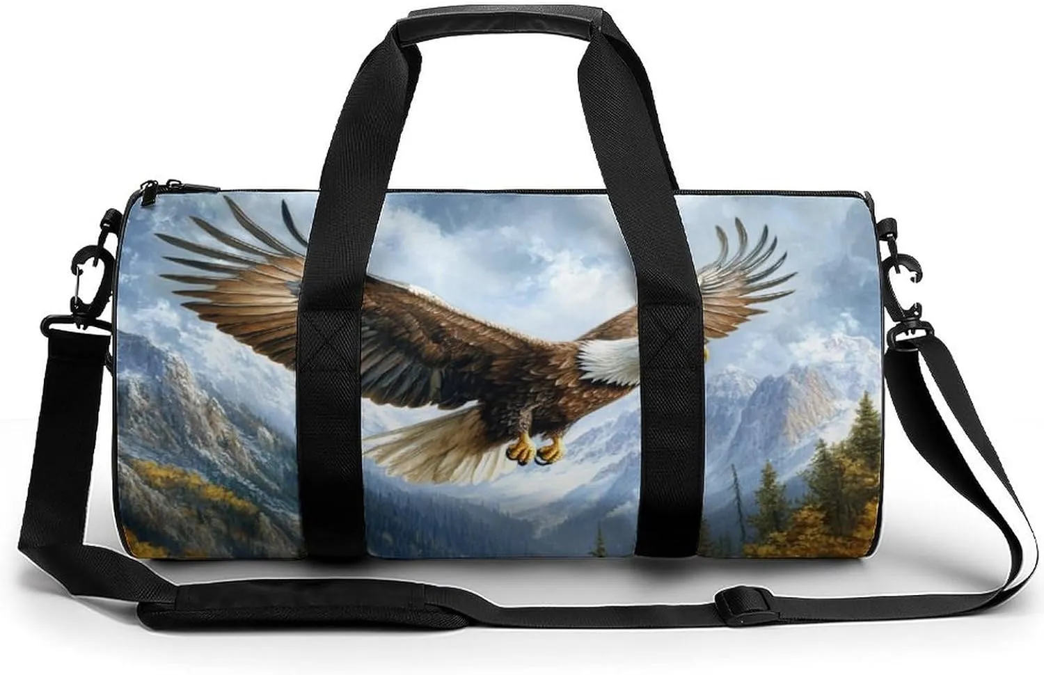 Soaring Eagle Travel Gym Bag for Women Men Cylindrical Duffle Bag Sport Workout Bag with Shoulder Strap