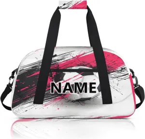 Soccer Custom Small Gym Bag 18 inch for Women Men Personalized American Football Carry On Overnight Weekender Bag for Travel Work Dance Sport