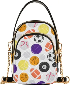 Soccer Ping Pong Basketball Design Crossbody Bags Shoulder Bag for Women Stylish Ladies Messenger Bags Cell Phone Purse and Handbags Wallet