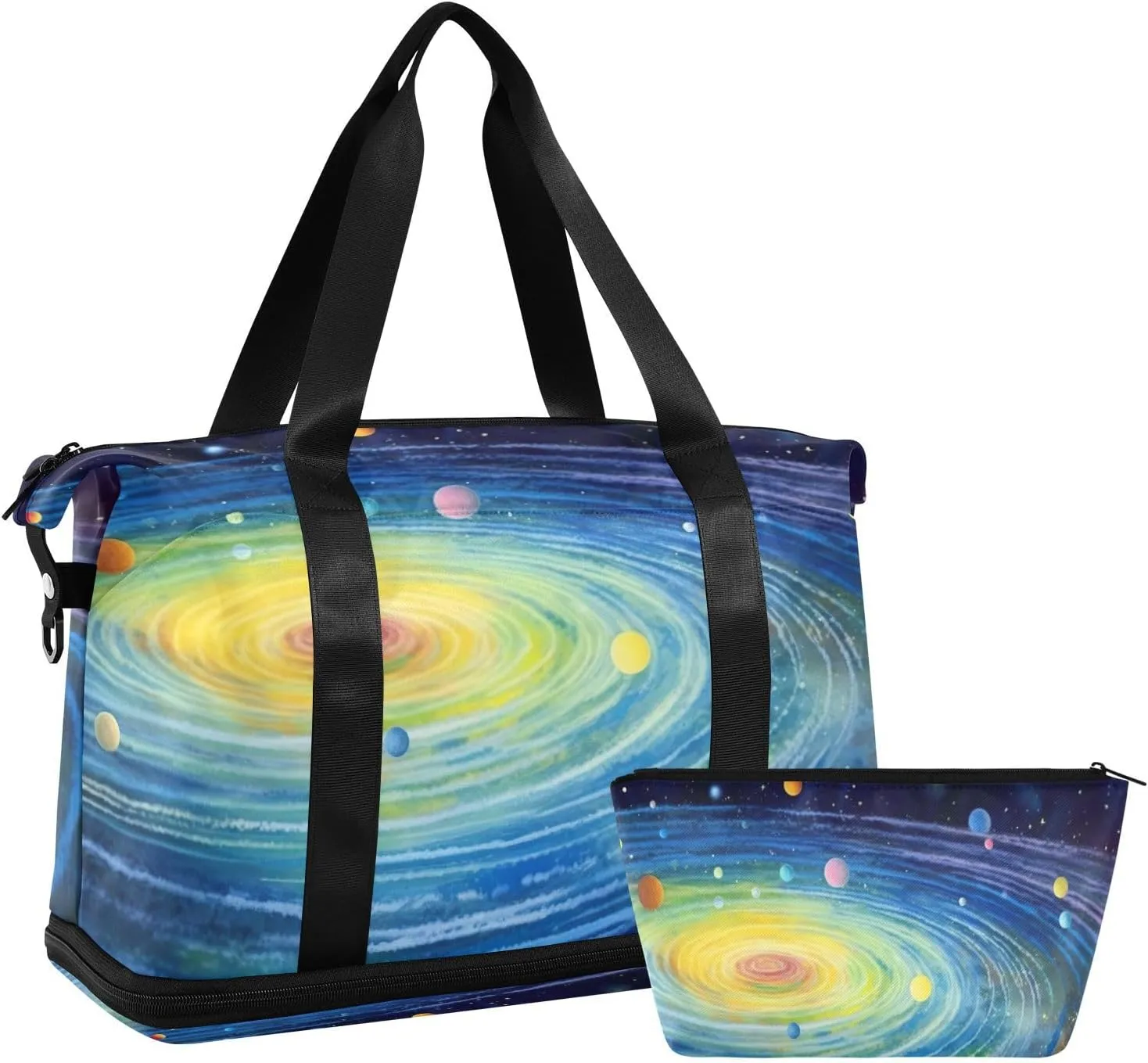 Solar System Sports Gym Bag,Travel Duffel bag with Wet Pocket & Shoes Compartment Lightweight Waterproof Overnight Bag for Men Women