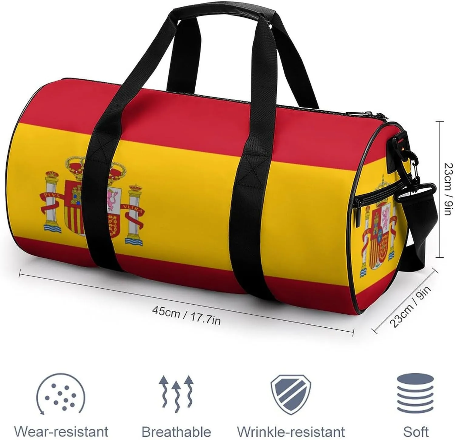 Spain Flag Large Capacity Sports Duffel Bag for Gym Travel Weekend for Men Women