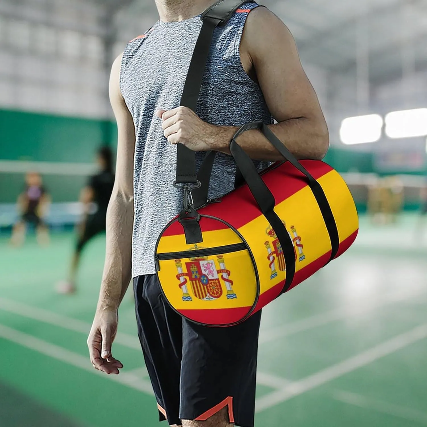 Spain Flag Large Capacity Sports Duffel Bag for Gym Travel Weekend for Men Women