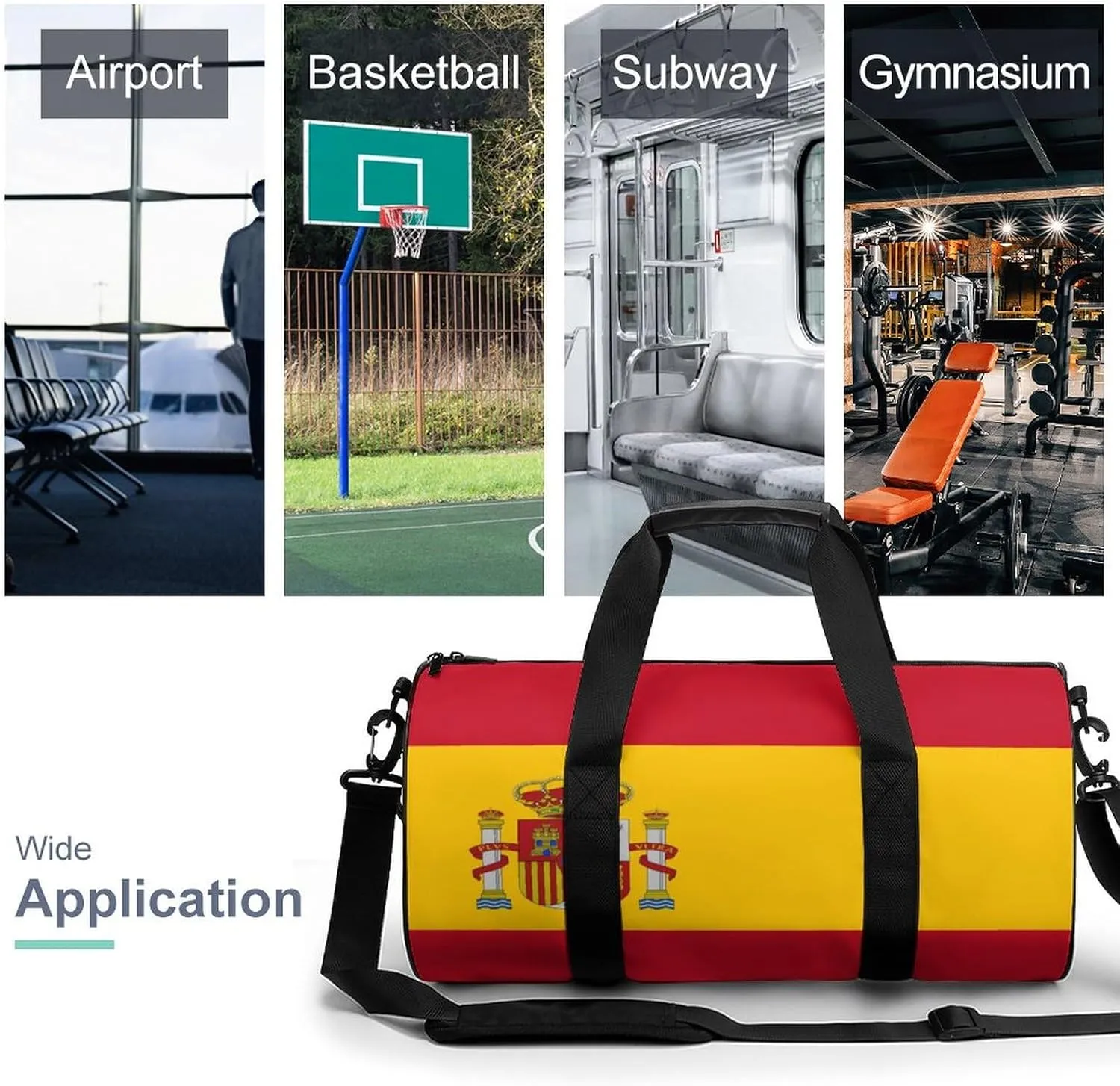 Spain Flag Large Capacity Sports Duffel Bag for Gym Travel Weekend for Men Women