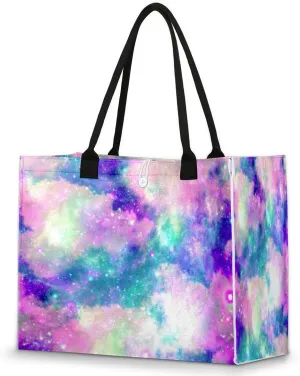 Spectacular Star Beach Tote Bag for Women Large Compartment Reusable Grocery Shopping Bags Casual Shoulder Portable Tote Handbag for Travel Work Gym Daily
